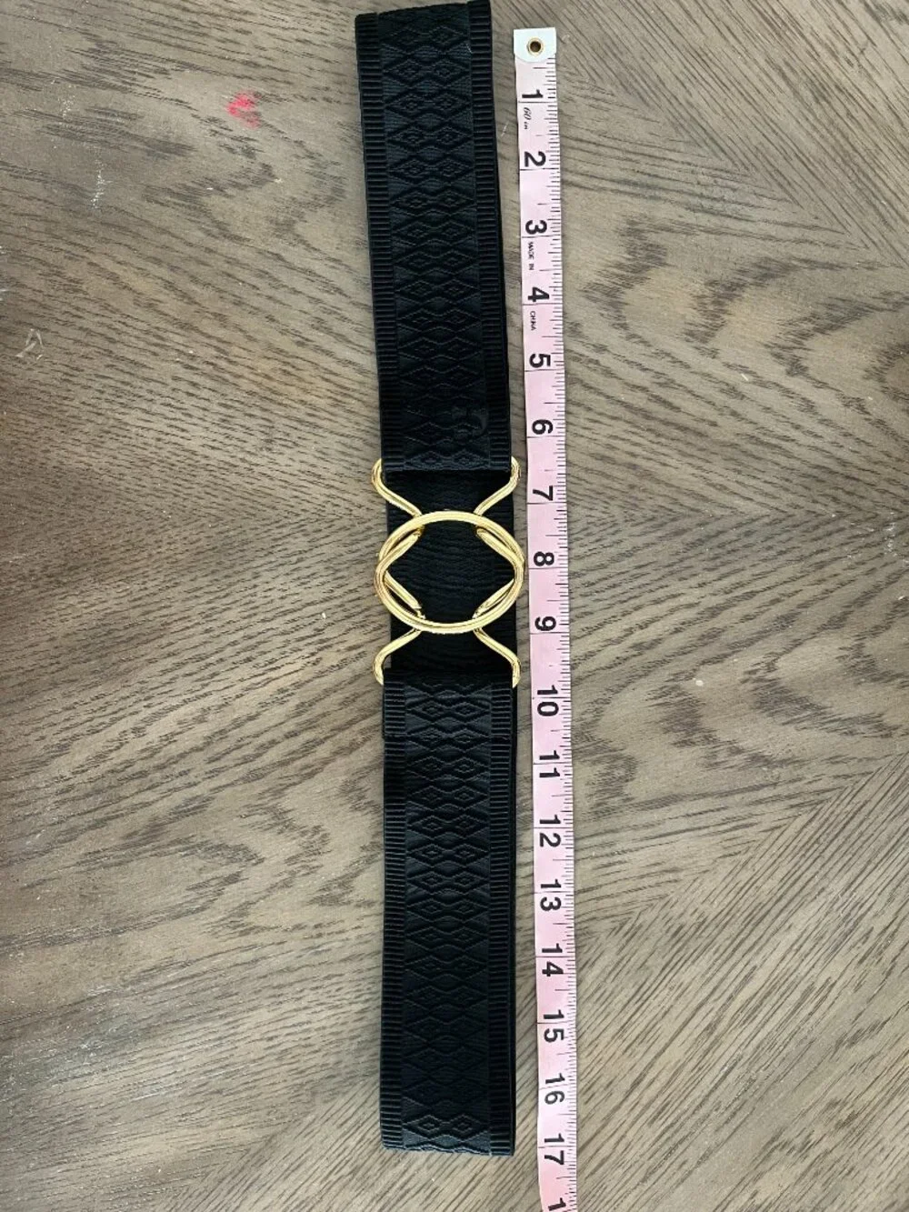 RUESPARI Black Stretch Equestrian Belt Gold Buckle